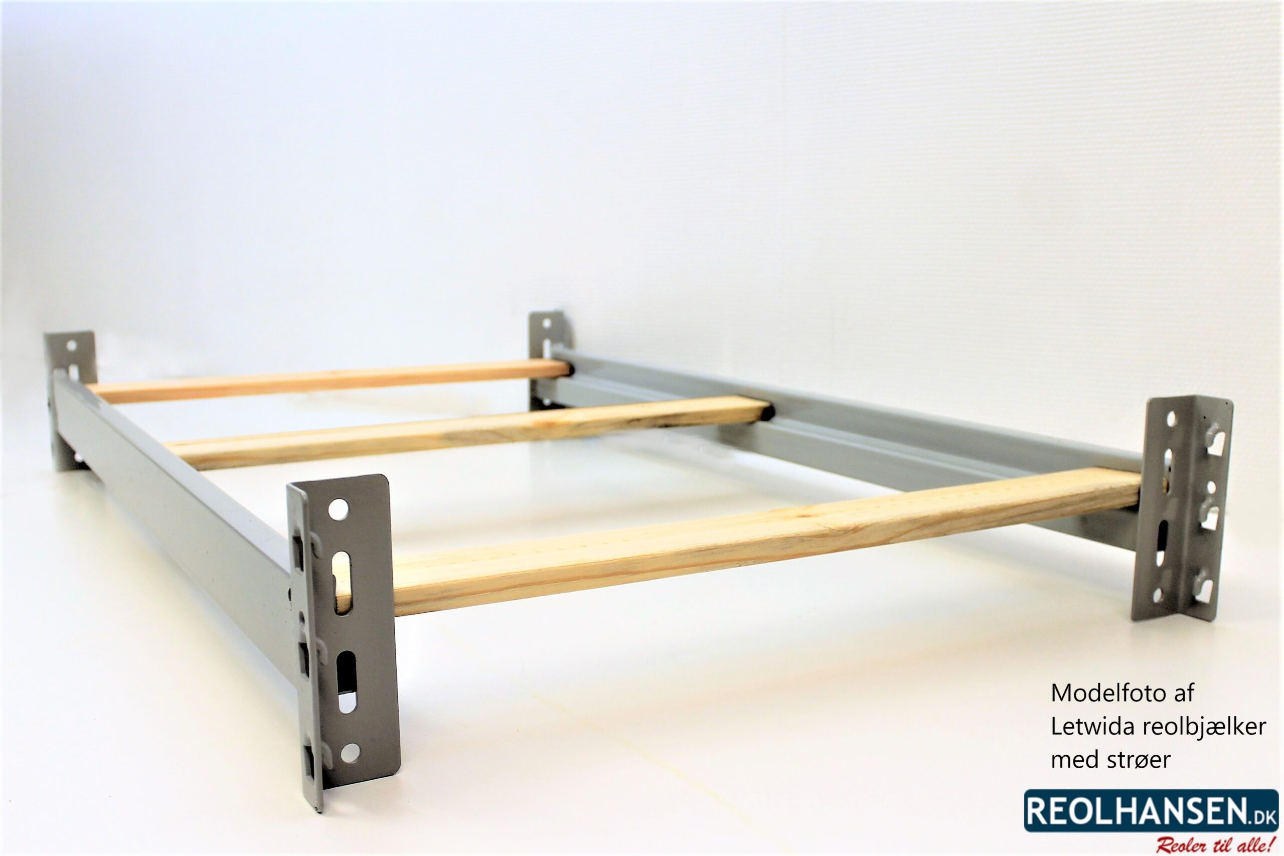 Letwida lys grå reolbjælke med strøer