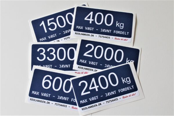 Belastningsmærkater til pallereoler