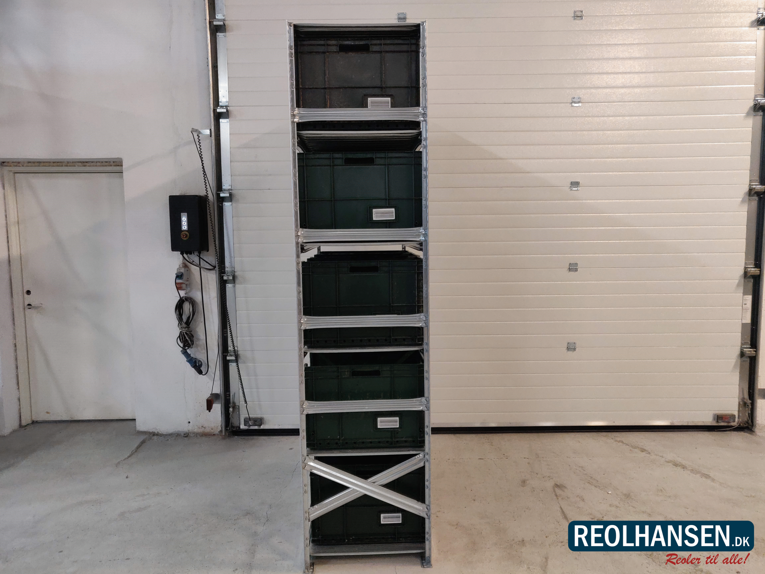 Brugt Supersnild - Startfag med 6 hylder og grønne plastkasser - Billede 3