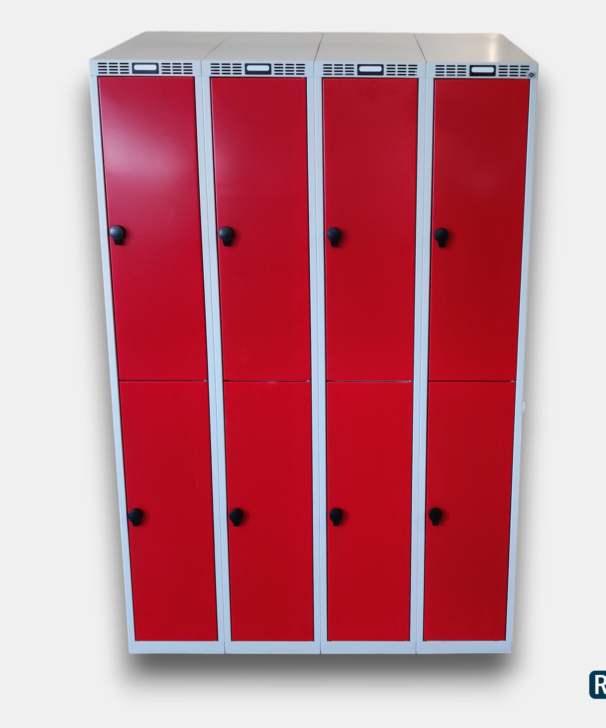 Metalskab med 8 garderobebokse 120x55x194 cm.